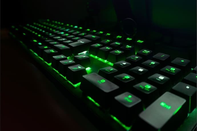 Teclado com led verde