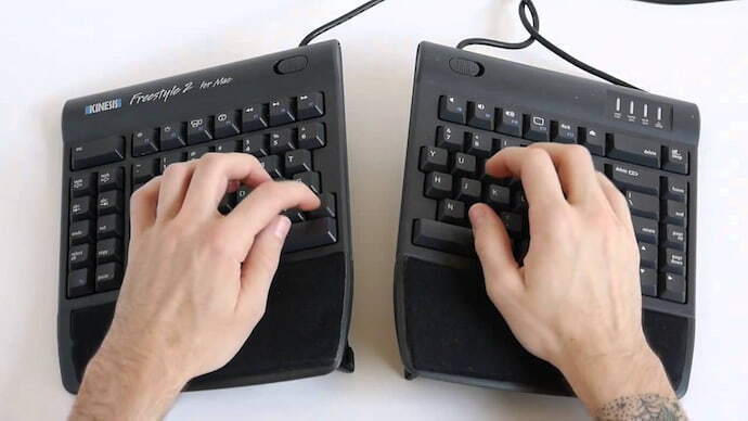 Teclado ergonômico dividido em ângulo 