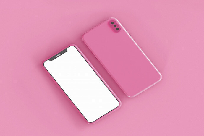 Celular ao lado de capa rosa