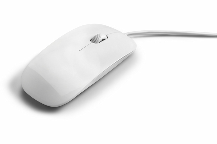 Mouse branco em fundo branco