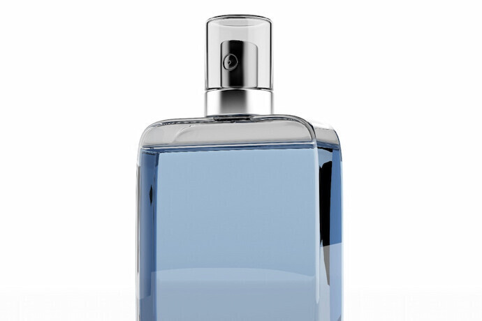 Perfume masculino e fundo branco